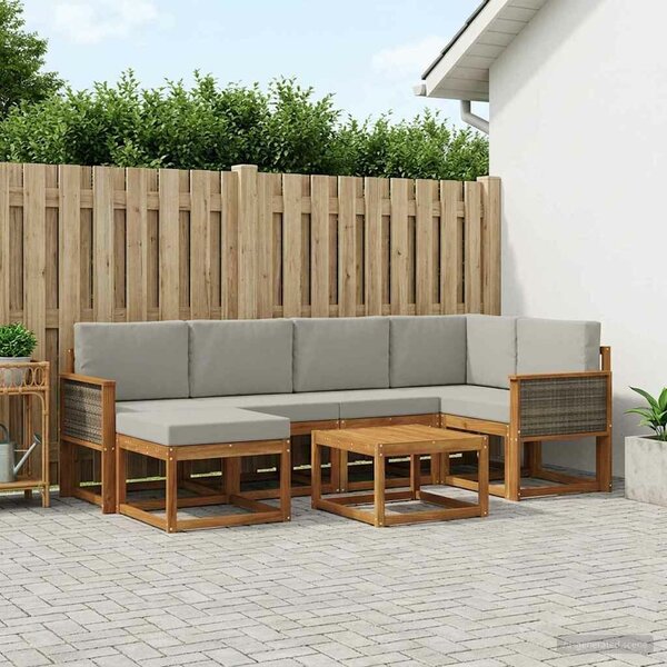 VidaXL Kültéri kanapé szett 7 pcs Természetes és Világosszürke