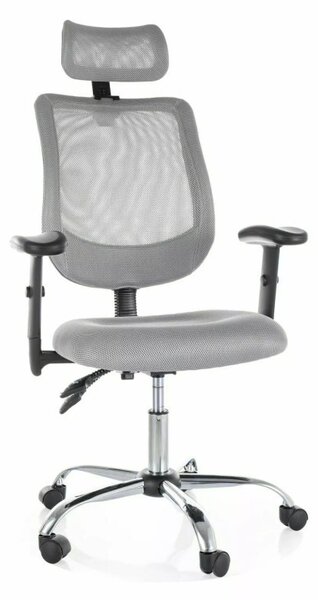 Q-118R Ergonomikus Hálós Forgószék Szürke Állítható Fejtámlával