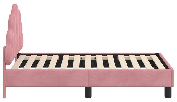 VidaXL Gyerekágy keret fejtámlával Rózsaszín 70 x 140 cm Bársony