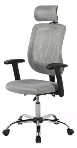 Q-118R Ergonomikus Hálós Forgószék Szürke Állítható Fejtámlával