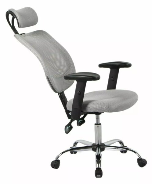 Q-118R Ergonomikus Hálós Forgószék Szürke Állítható Fejtámlával