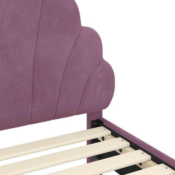 VidaXL Gyerekágy kerettel fejtámlával Lila 90 x 200 cm Bársony
