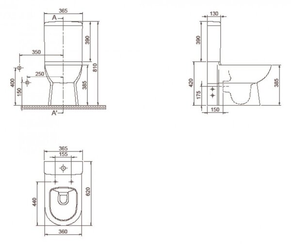 CeraStyle BELLA monoblokk WC - WC tartály - öblítőszelep