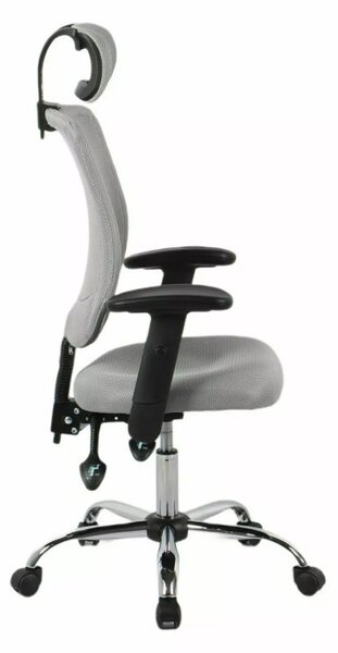 Q-118R Ergonomikus Hálós Forgószék Szürke Állítható Fejtámlával