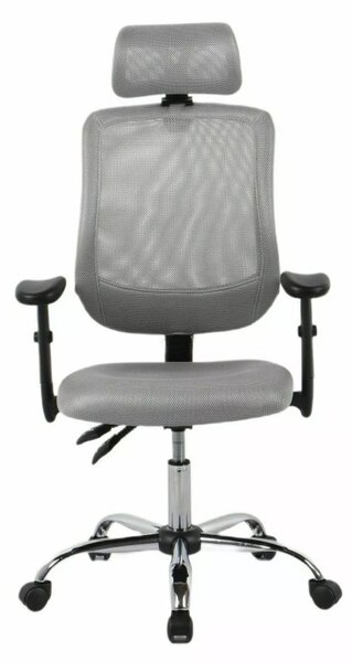 Q-118R Ergonomikus Hálós Forgószék Szürke Állítható Fejtámlával