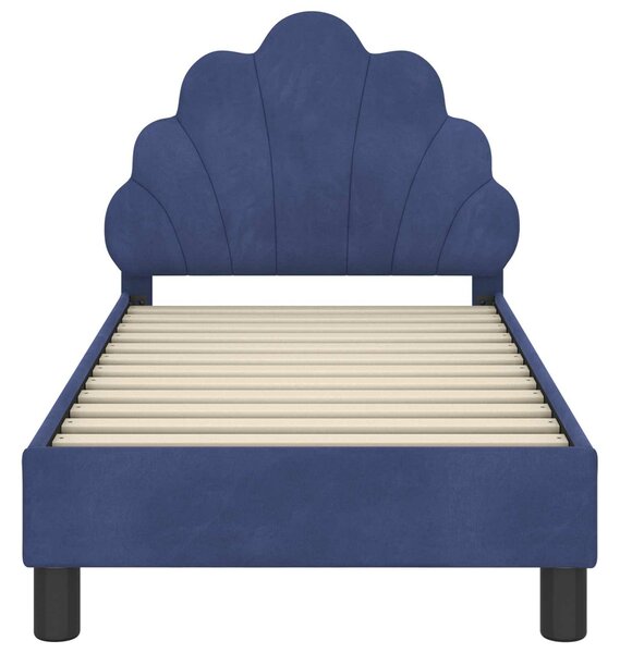 VidaXL Gyerekágy keret fejtámlával Rendőrségi kék 70 x 140 cm Bársony