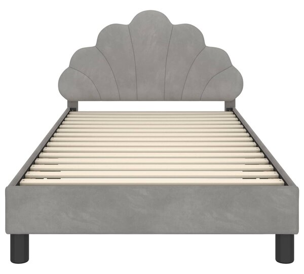 VidaXL Gyerekágy kerettel Világosszürke 80 x 200 cm Bársony