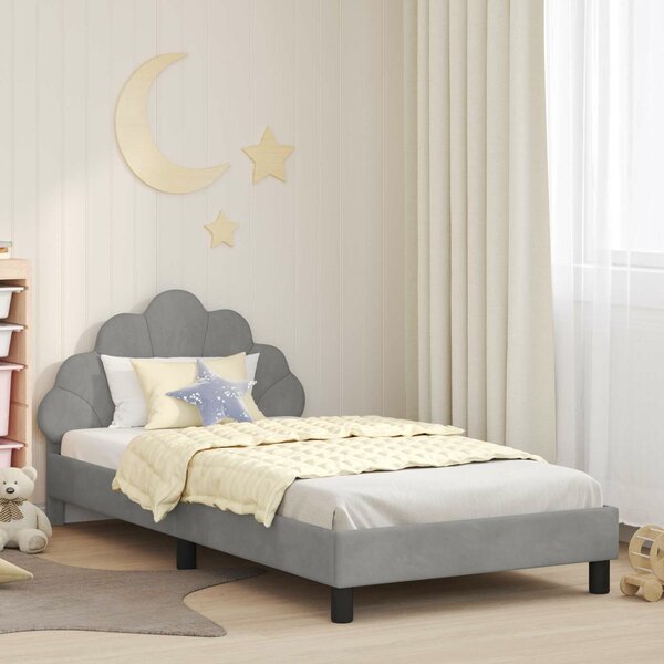 VidaXL Gyerekágy kerettel Világosszürke 80 x 200 cm Bársony