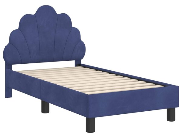 VidaXL Gyerekágy keret fejtámlával Rendőrségi kék 70 x 140 cm Bársony