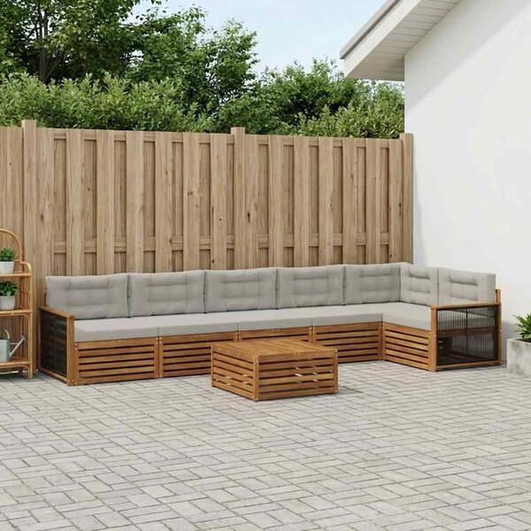 VidaXL Kültéri kanapé szett 7 pcs Természetes és Világosszürke