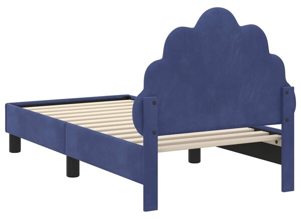 VidaXL Gyerekágy keret fejtámlával Rendőrségi kék 70 x 140 cm Bársony