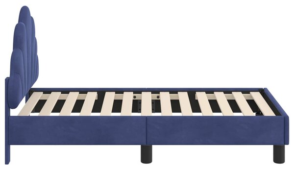 VidaXL Gyerekágy keret fejtámlával Rendőrségi kék 70 x 140 cm Bársony