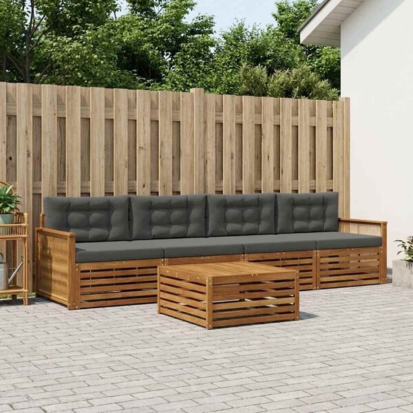VidaXL Kültéri kanapé szett párnával 5 pcs Természetes és antracit