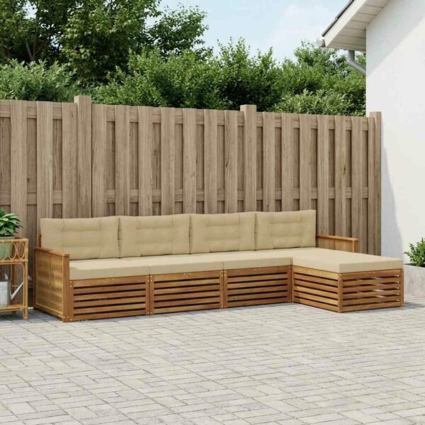 VidaXL Kültéri kanapé szett párnával 5 pcs Természetes és bézs