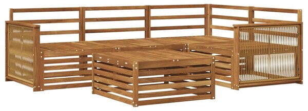 VidaXL Kültéri kanapé szett 5 pcs Természetes Tömör Akácfa
