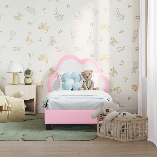 VidaXL Gyerekágy keret fejtámlával Rózsaszín 70 x 140 cm PU