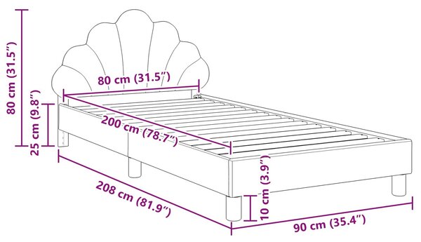 VidaXL Gyerekágy kerettel fejtámlával Tengeri Zöld 80 x 200 cm Bársony