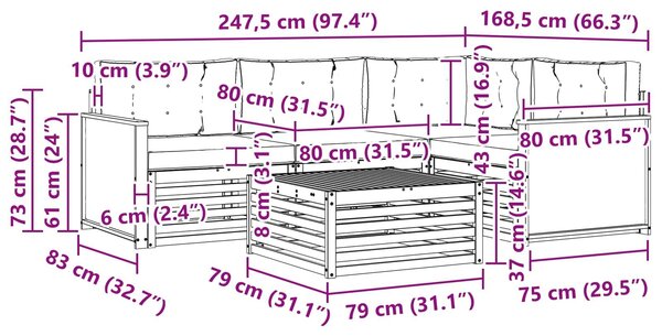 VidaXL Kültéri kanapé szett 5 pcs Természetes és Világosszürke