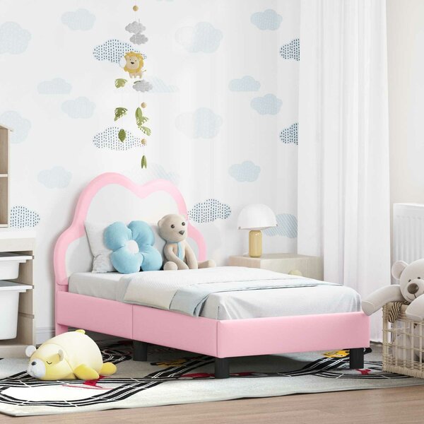 VidaXL Gyerekágy keret fejtámlával Rózsaszín 70 x 140 cm PU