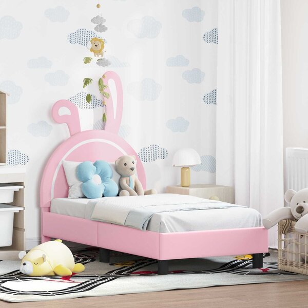 VidaXL Gyerekágy keret fejtámlával Rózsaszín 70 x 140 cm PU
