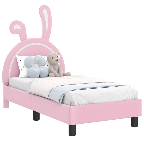 VidaXL Gyerekágy keret fejtámlával Rózsaszín 70 x 140 cm PU