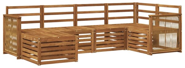 VidaXL Szegmentált kanapé szett 5 pcs Természetes Tömör Akácfa