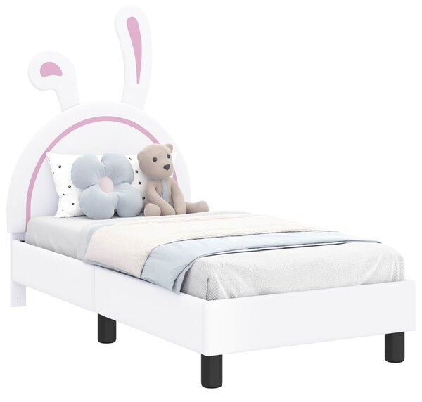 VidaXL Gyerekágy keret fejtámlával fejtámlával Fehér 70 x 140 cm PU