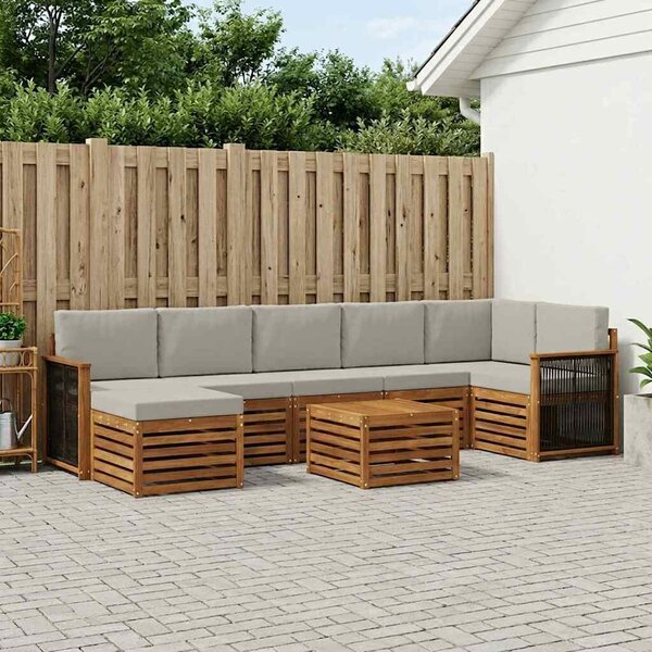 VidaXL Kültéri kanapé szett 7 pcs Természetes és Világosszürke