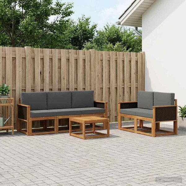 VidaXL Kültéri kanapé szett párnával 6 pcs Természetes és antracit