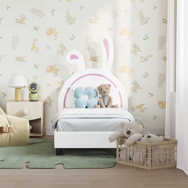 VidaXL Gyerekágy keret fejtámlával fejtámlával Fehér 70 x 140 cm PU