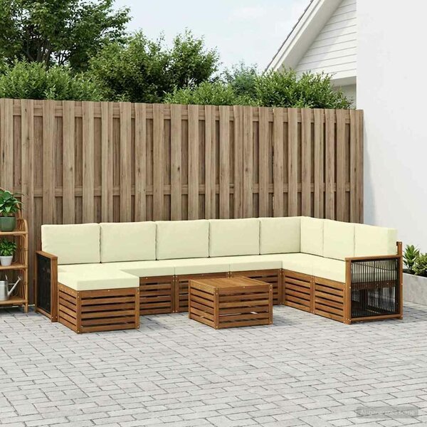 VidaXL Kültéri kanapé szett párnával 7 pcs Természetes és krémszínű