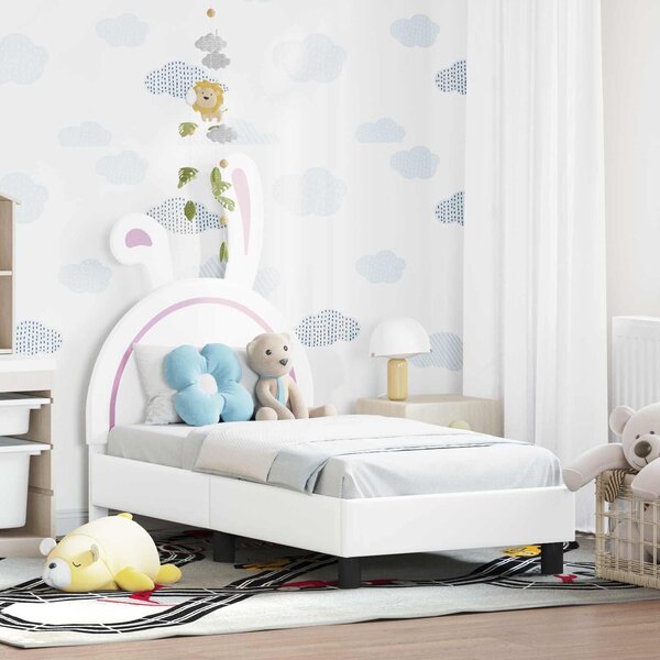 VidaXL Gyerekágy keret fejtámlával fejtámlával Fehér 70 x 140 cm PU
