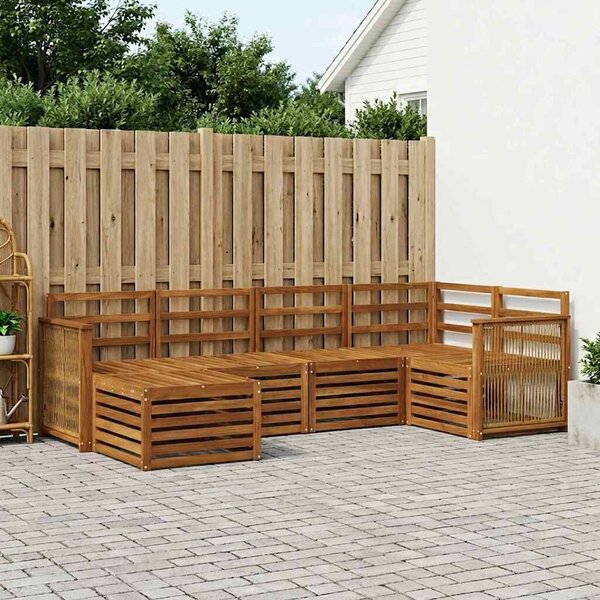 VidaXL Szegmentált kanapé szett 5 pcs Természetes Tömör Akácfa