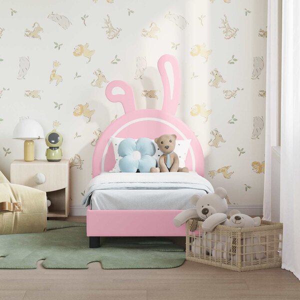 VidaXL Gyerekágy keret fejtámlával Rózsaszín 70 x 140 cm PU