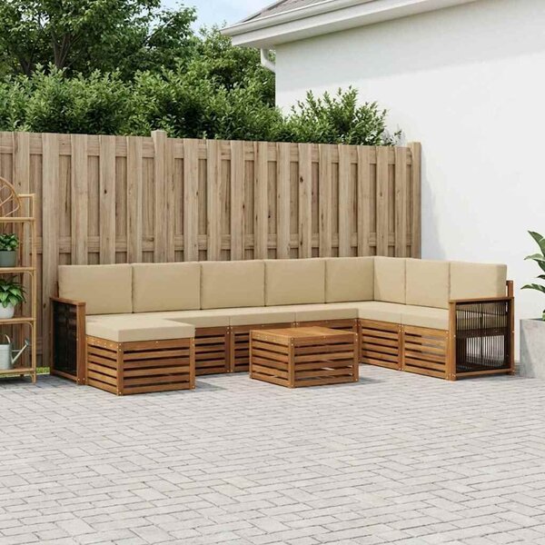 VidaXL Kültéri kanapé szett párnával 7 pcs Természetes