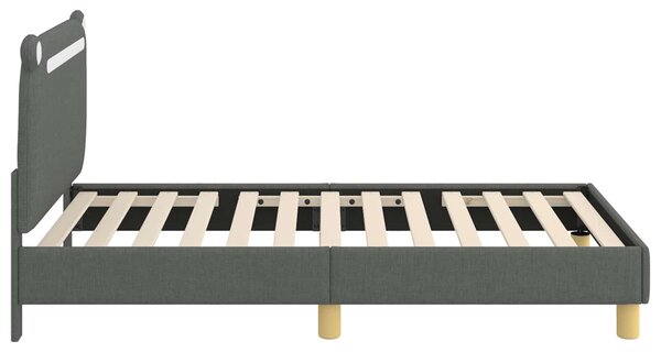 VidaXL Gyerekágy kerettel fejtámlával Sötétszürke 80 x 160 cm Szövet