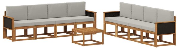 VidaXL Kültéri kanapé szett 7 pcs Természetes és Világosszürke