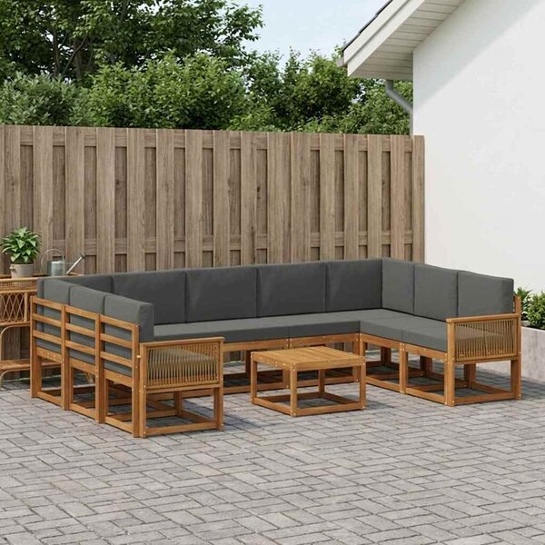 VidaXL Kültéri kanapé szett párnával 10 pcs Természetes és antracit