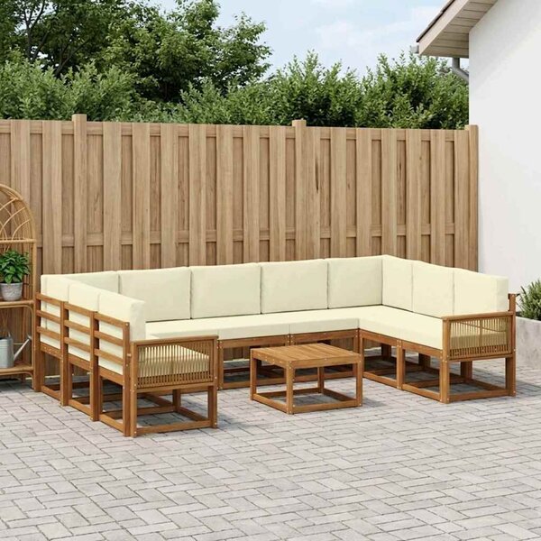 VidaXL Kültéri kanapé szett párnával 10 pcs Természetes és krémszínű