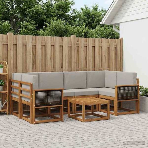 VidaXL Kültéri kanapé szett 5 pcs Természetes és Világosszürke