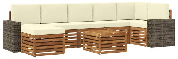 VidaXL Kültéri kanapé szett párnával 8 pcs Természetes és krémszínű