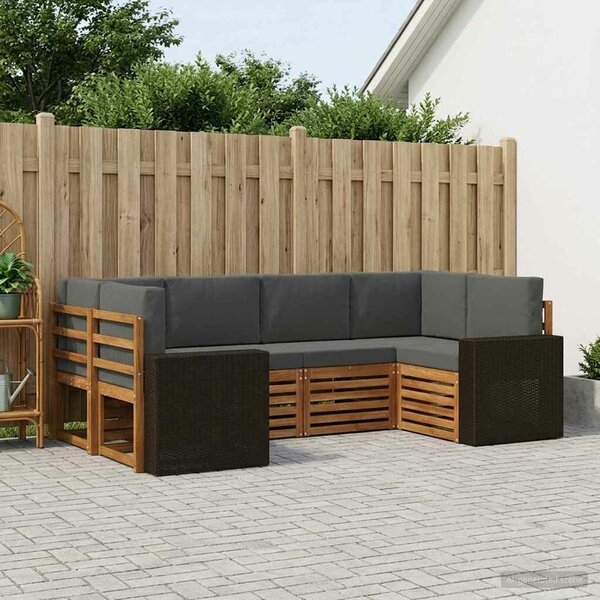VidaXL Szegmentált kanapé szett párnával 6 pcs Természetes és antracit