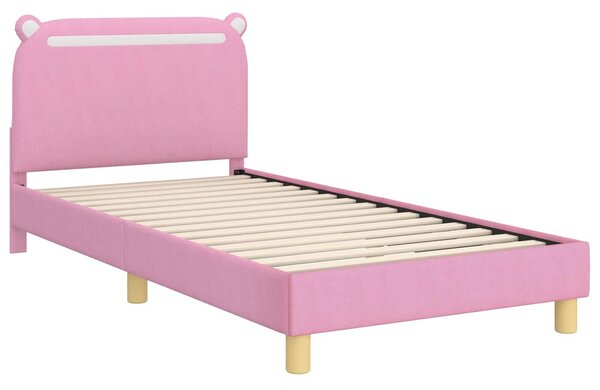 VidaXL Gyerekágy kerettel fejtámlával Rózsaszín 90 x 190 cm Szövet
