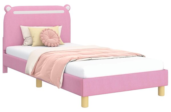 VidaXL Gyerekágy kerettel fejtámlával Rózsaszín 90 x 190 cm Szövet