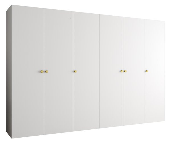 Ruhásszekrény 300 cm Parna 1 (fehér + arany)