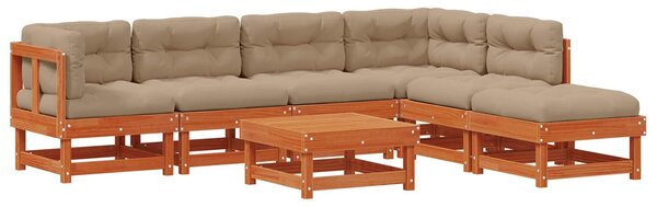 VidaXL Kerti lounge szett 7 pcs Viaszbarna Tömör Fenyőfa
