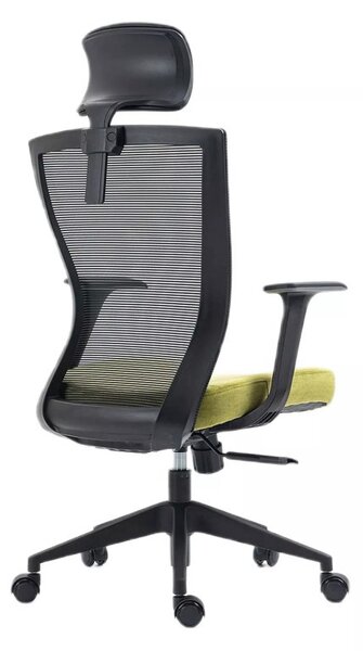 Q-328H Ergonomikus Hálós Forgószék Zöld-Fekete Állítható Fejtámlával