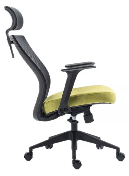 Q-328H Ergonomikus Hálós Forgószék Zöld-Fekete Állítható Fejtámlával