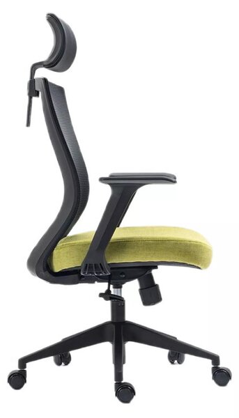 Q-328H Ergonomikus Hálós Forgószék Zöld-Fekete Állítható Fejtámlával