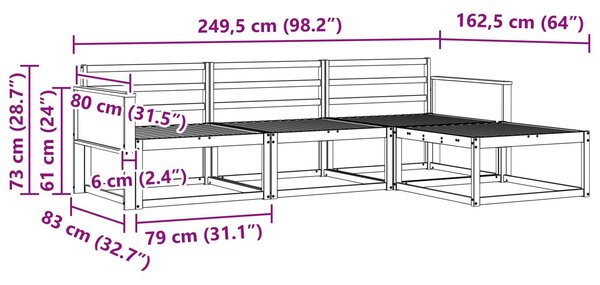 VidaXL Kültéri kanapé szett 4 pcs Természetes Tömör Akácfa
